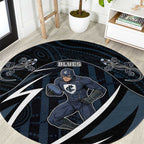 Carlton Navy Round Carpet Captain With Aboriginal Art
