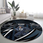Carlton Navy Round Carpet Captain With Aboriginal Art