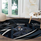 Carlton Navy Round Carpet Captain With Aboriginal Art