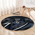Carlton Navy Round Carpet Captain With Aboriginal Art