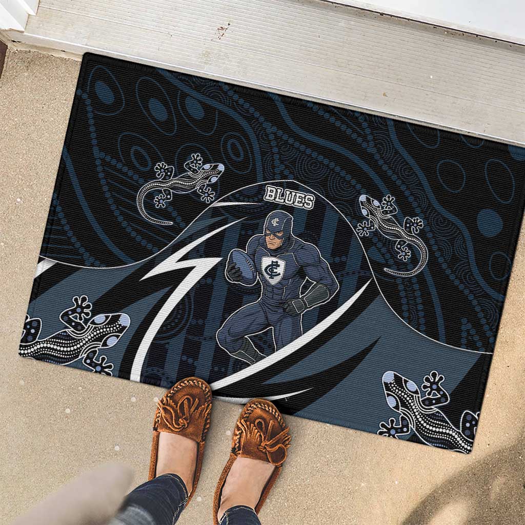 Carlton Navy Rubber Doormat Captain With Aboriginal Art