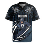 Custom Carlton Navy Rugby Jersey Captain With Aboriginal Art