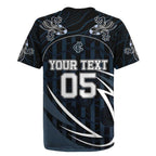 Custom Carlton Navy Rugby Jersey Captain With Aboriginal Art