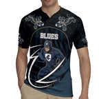 Custom Carlton Navy Rugby Jersey Captain With Aboriginal Art