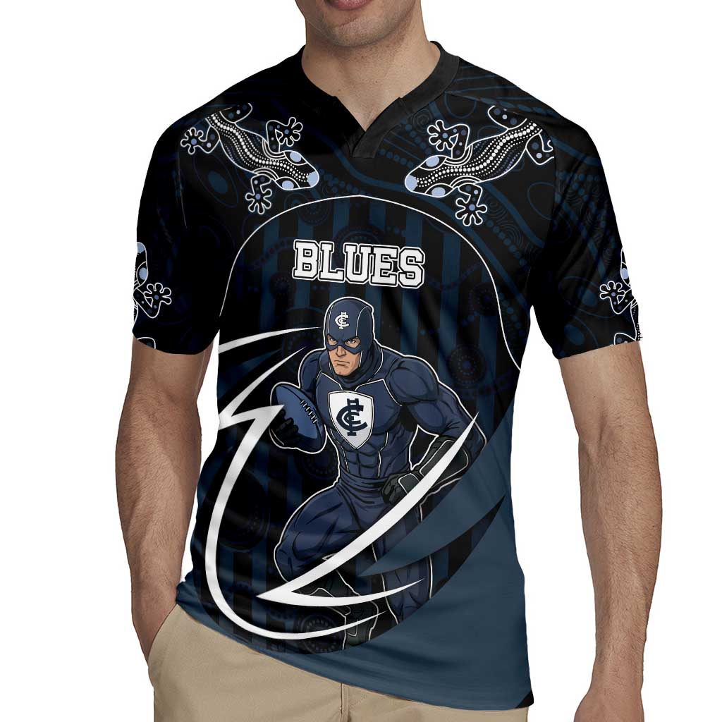 Custom Carlton Navy Rugby Jersey Captain With Aboriginal Art