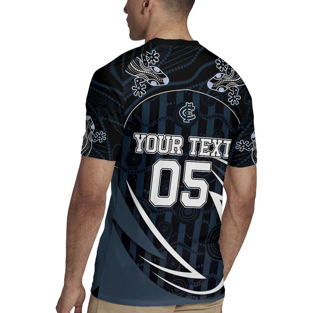 Custom Carlton Navy Rugby Jersey Captain With Aboriginal Art