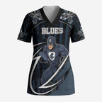 Custom Carlton Navy Scrub Top Captain With Aboriginal Art