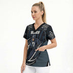 Custom Carlton Navy Scrub Top Captain With Aboriginal Art