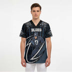 Custom Carlton Navy Scrub Top Captain With Aboriginal Art