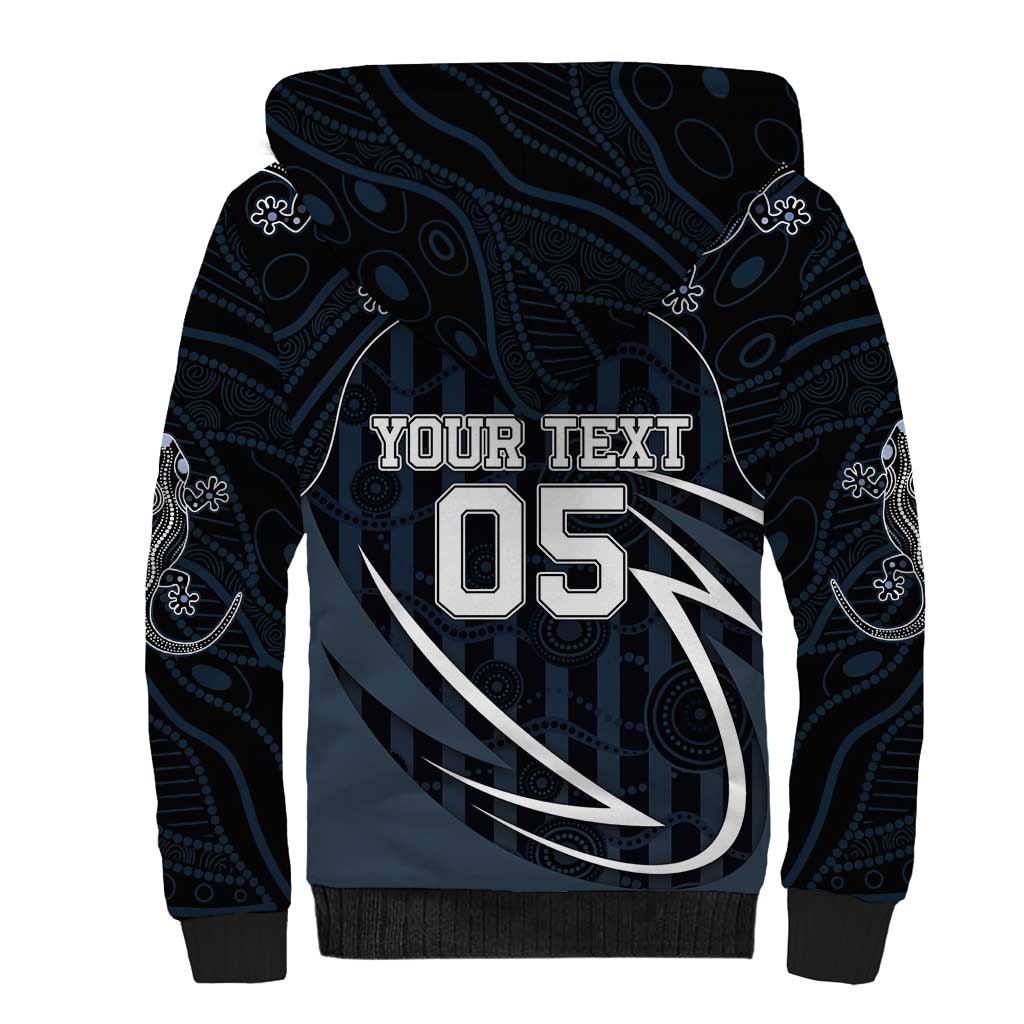 Custom Carlton Navy Sherpa Hoodie Captain With Aboriginal Art