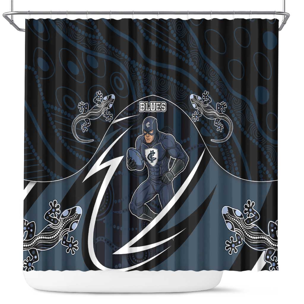 Carlton Navy Shower Curtain Captain With Aboriginal Art