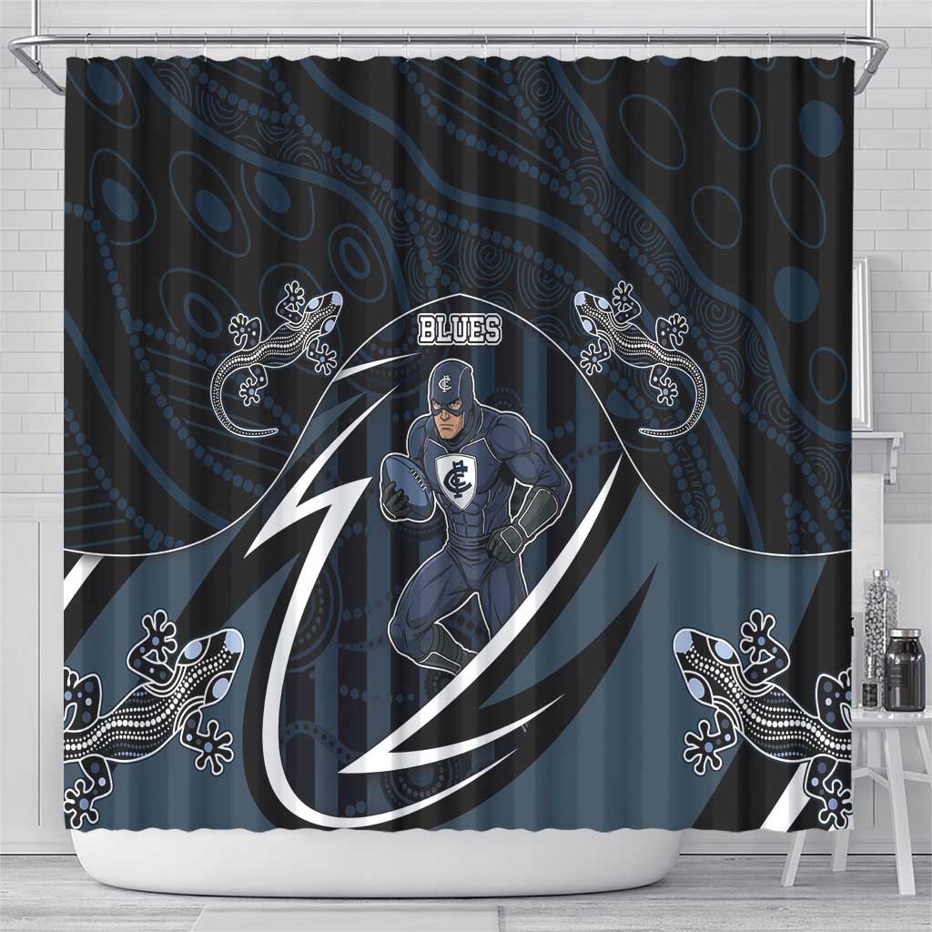 Carlton Navy Shower Curtain Captain With Aboriginal Art