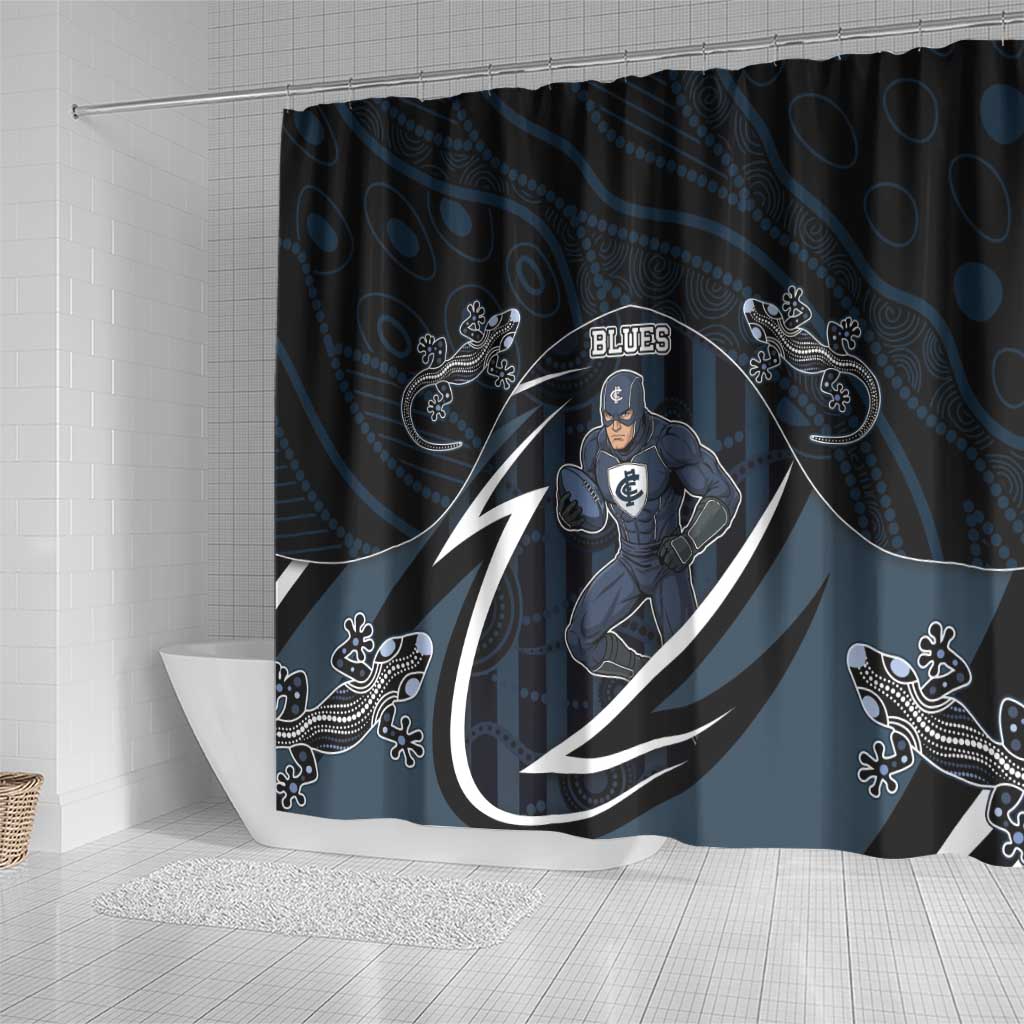 Carlton Navy Shower Curtain Captain With Aboriginal Art