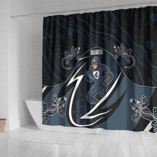 Carlton Navy Shower Curtain Captain With Aboriginal Art