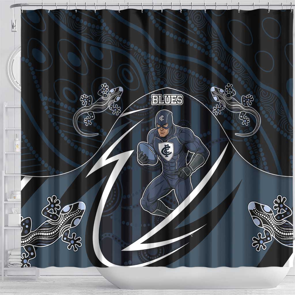 Carlton Navy Shower Curtain Captain With Aboriginal Art