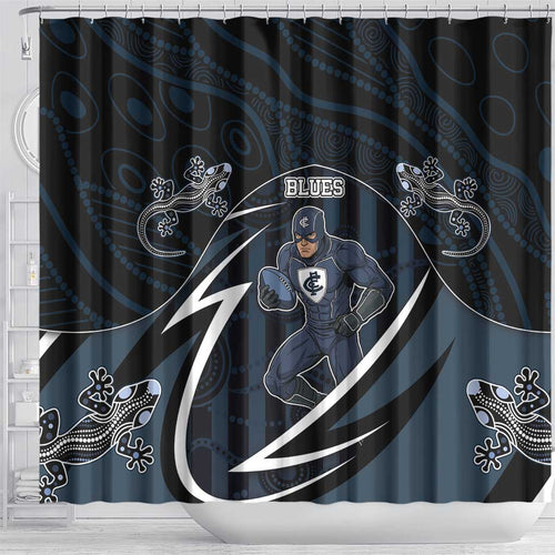 Carlton Navy Shower Curtain Captain With Aboriginal Art