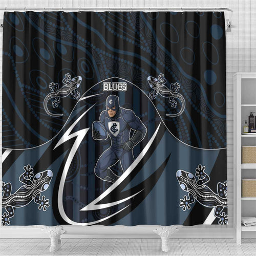 Carlton Navy Shower Curtain Captain With Aboriginal Art