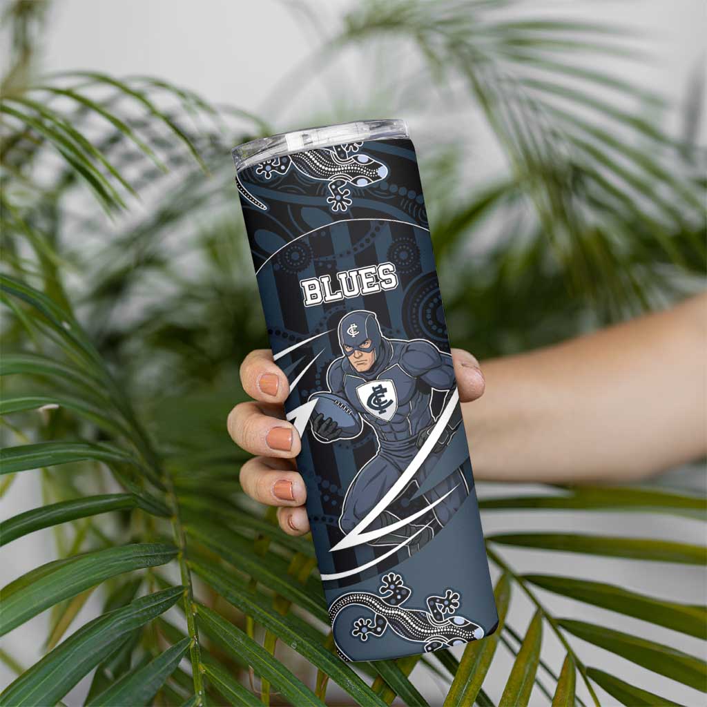 Custom Carlton Navy Skinny Tumbler Captain With Aboriginal Art