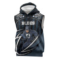 Custom Carlton Navy Sleeveless Hoodie Captain With Aboriginal Art