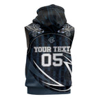 Custom Carlton Navy Sleeveless Hoodie Captain With Aboriginal Art
