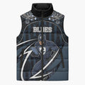 Custom Carlton Navy Sleeveless Puffer Jacket Captain With Aboriginal Art