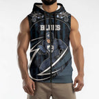 Custom Carlton Navy Sleeveless Zip Hoodie Captain With Aboriginal Art