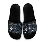 Carlton Navy Slide Sandals Captain With Aboriginal Art