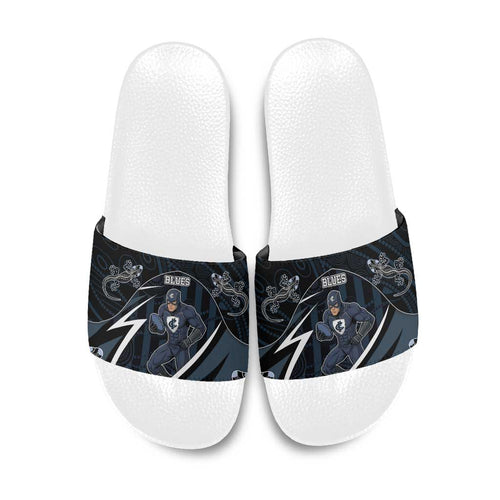 Carlton Navy Slide Sandals Captain With Aboriginal Art