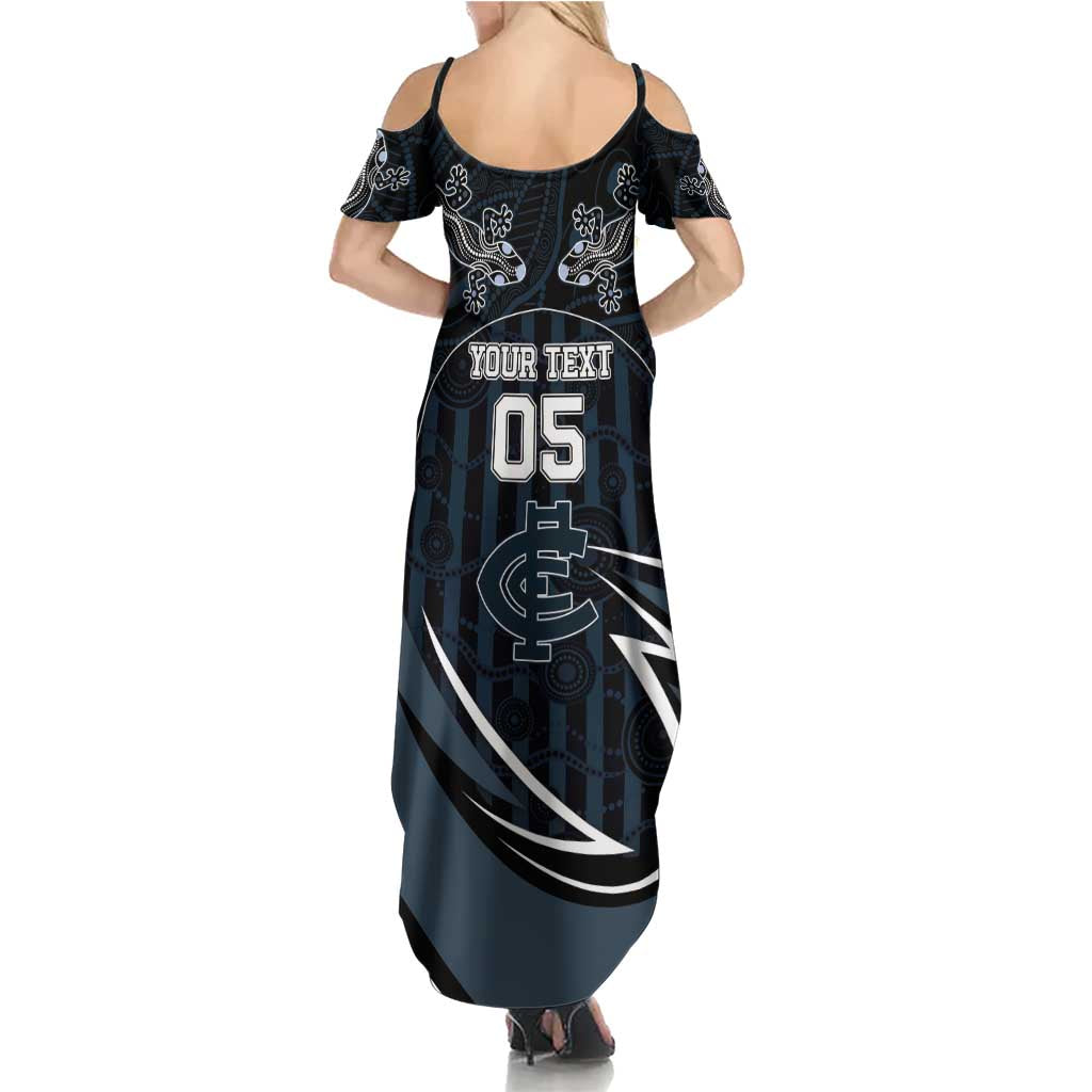 Custom Carlton Navy Summer Maxi Dress Captain With Aboriginal Art