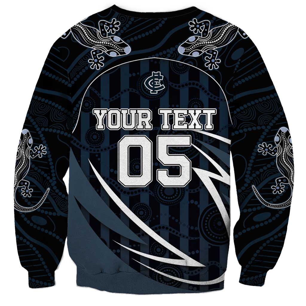 Custom Carlton Navy Sweatshirt Captain With Aboriginal Art