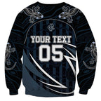Custom Carlton Navy Sweatshirt Captain With Aboriginal Art
