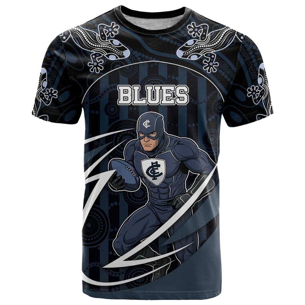 Custom Carlton Navy T Shirt Captain With Aboriginal Art