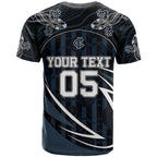 Custom Carlton Navy T Shirt Captain With Aboriginal Art