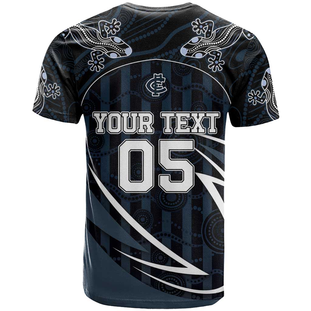 Custom Carlton Navy T Shirt Captain With Aboriginal Art