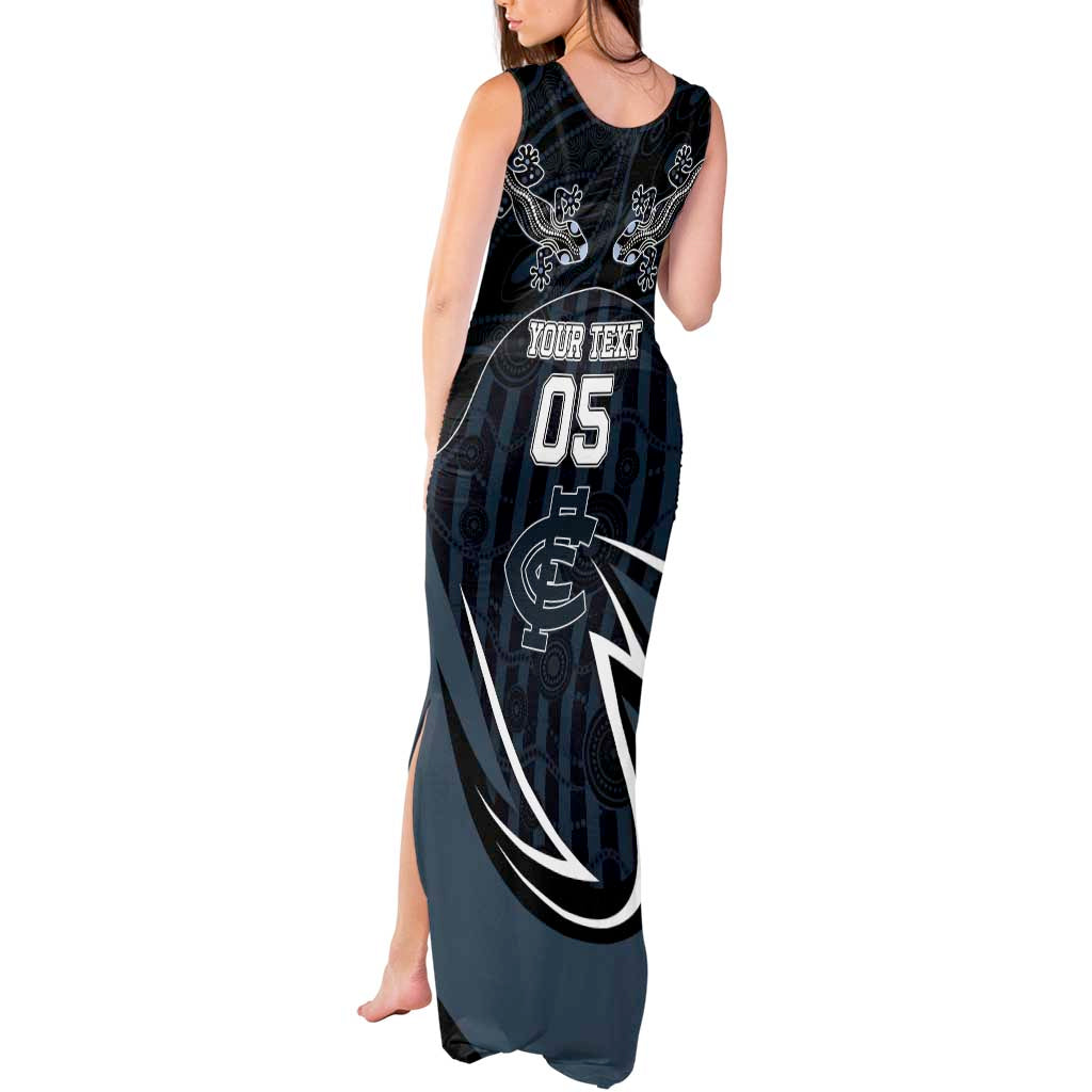 Custom Carlton Navy Tank Maxi Dress Captain With Aboriginal Art