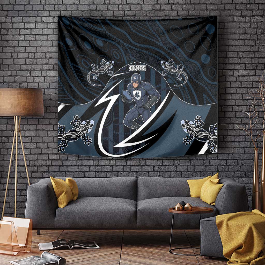 Carlton Navy Tapestry Captain With Aboriginal Art