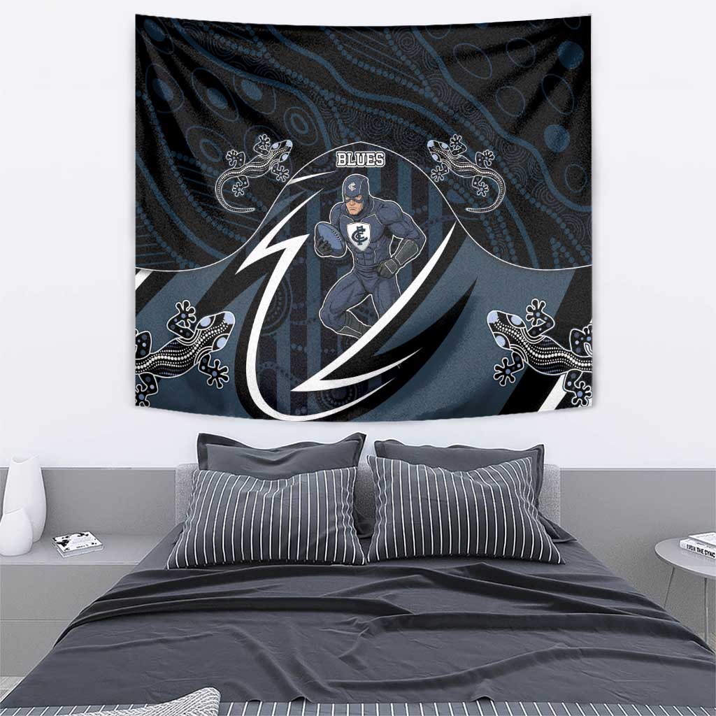 Carlton Navy Tapestry Captain With Aboriginal Art