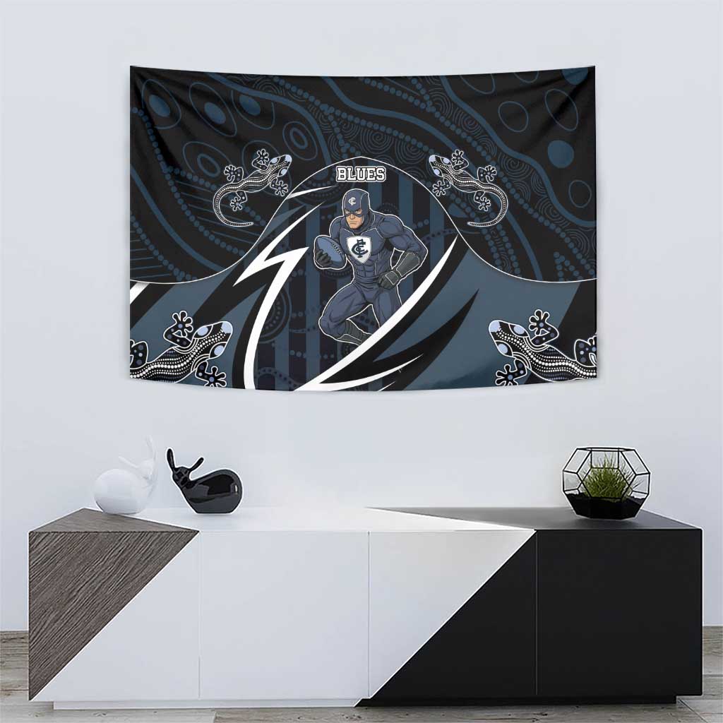 Carlton Navy Tapestry Captain With Aboriginal Art