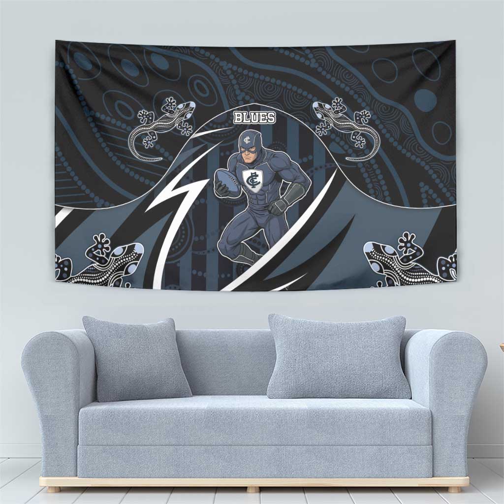 Carlton Navy Tapestry Captain With Aboriginal Art
