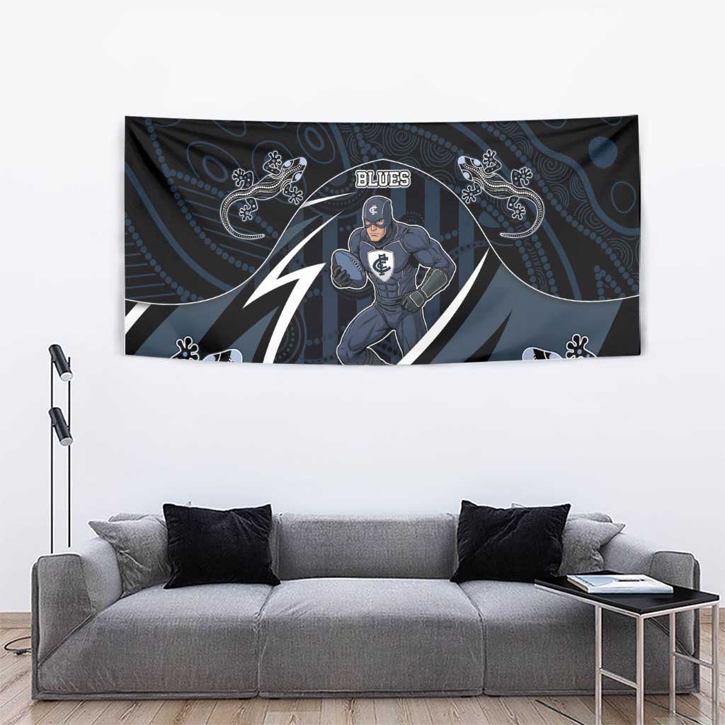Carlton Navy Tapestry Captain With Aboriginal Art