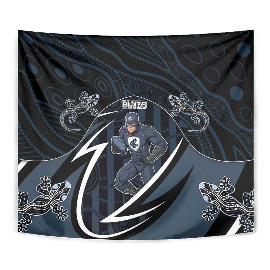 Carlton Navy Tapestry Captain With Aboriginal Art