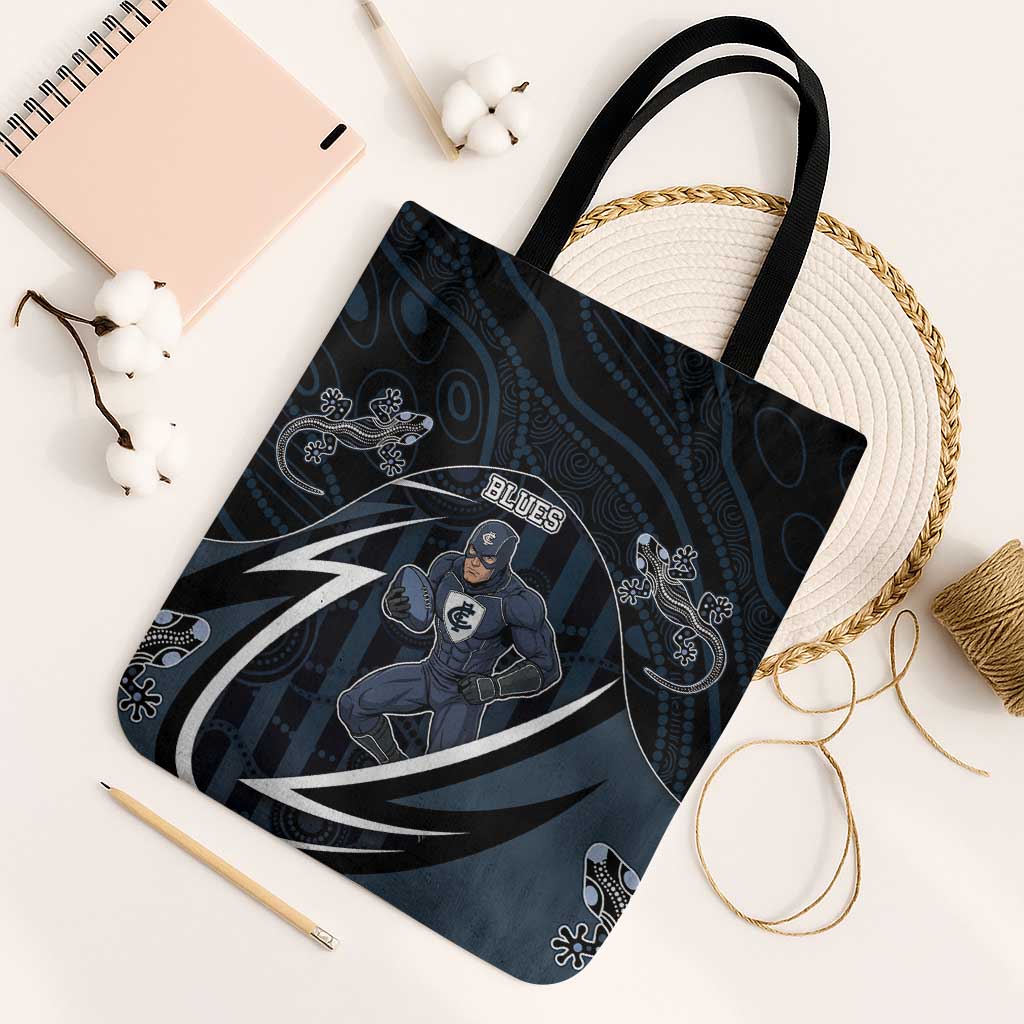 Carlton Navy Tote Bag Captain With Aboriginal Art