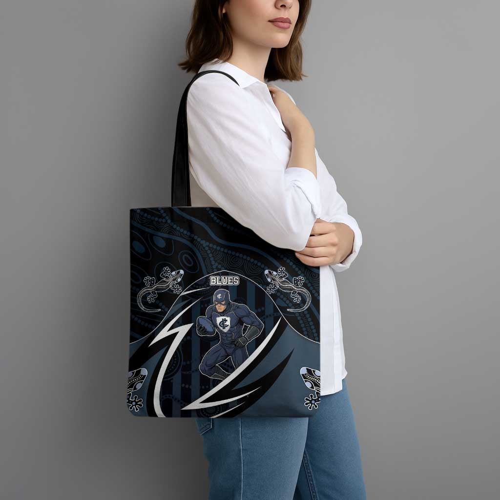 Carlton Navy Tote Bag Captain With Aboriginal Art