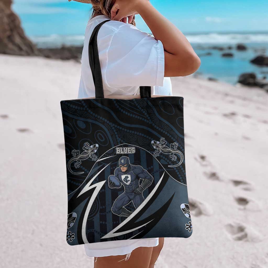 Carlton Navy Tote Bag Captain With Aboriginal Art