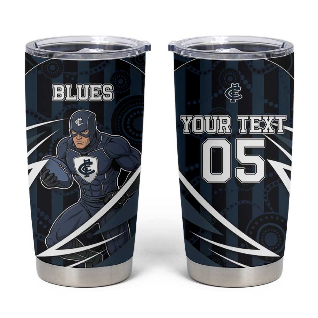 Custom Carlton Navy Tumbler Cup Captain With Aboriginal Art
