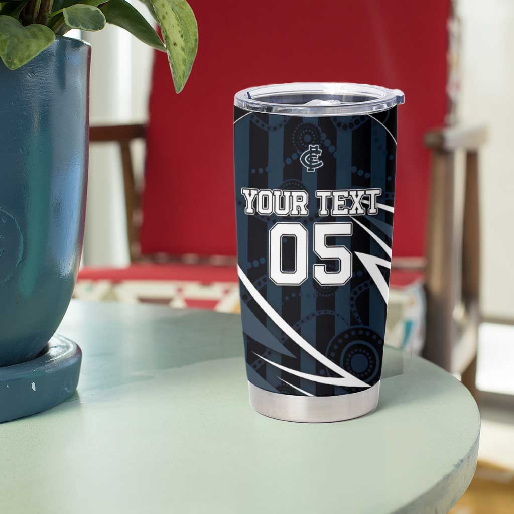 Custom Carlton Navy Tumbler Cup Captain With Aboriginal Art