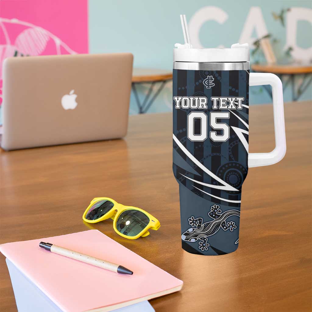 Custom Carlton Navy Tumbler With Handle Captain With Aboriginal Art