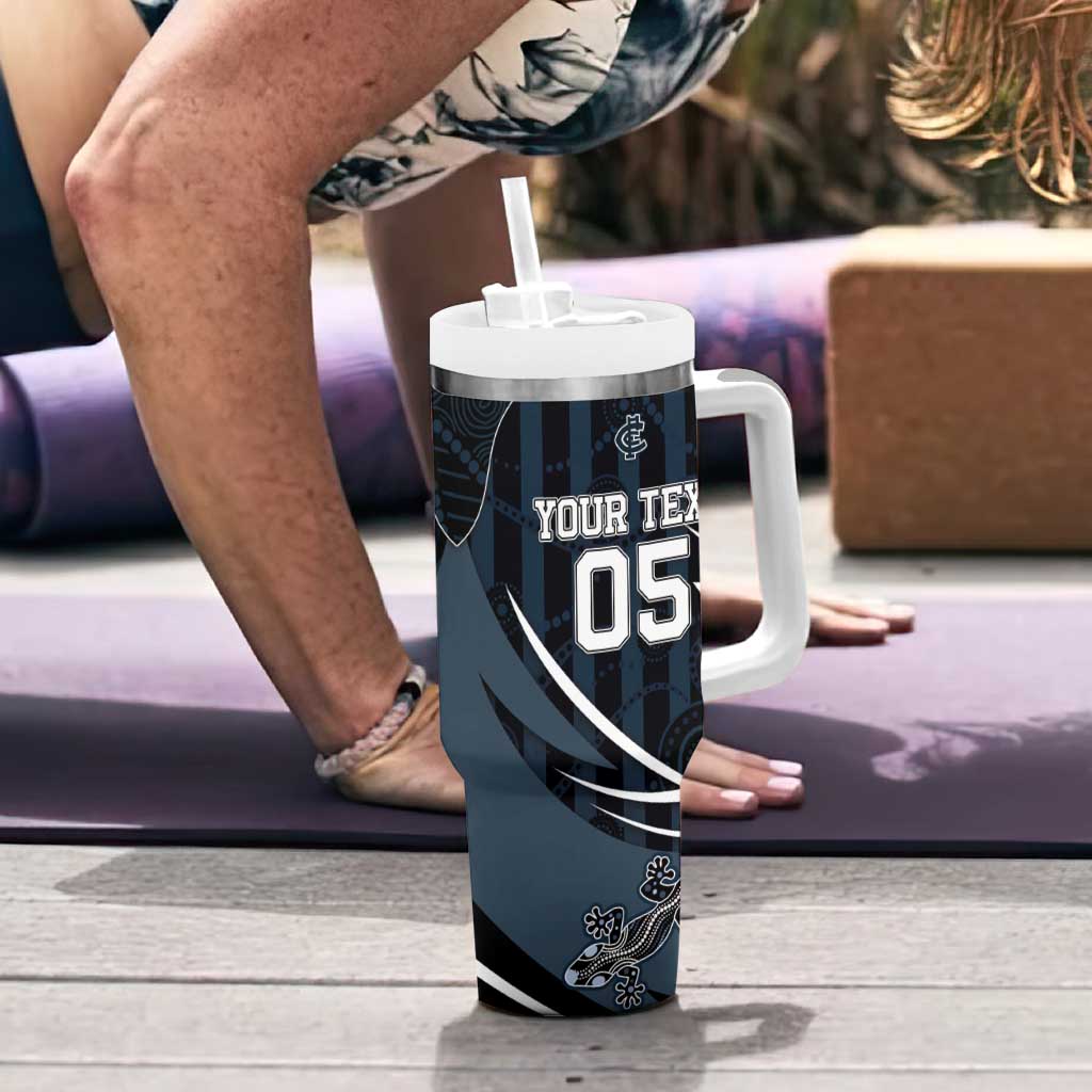 Custom Carlton Navy Tumbler With Handle Captain With Aboriginal Art