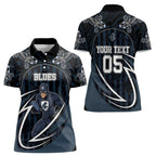 Custom Carlton Navy Women Polo Shirt Captain With Aboriginal Art