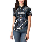 Custom Carlton Navy Women Polo Shirt Captain With Aboriginal Art